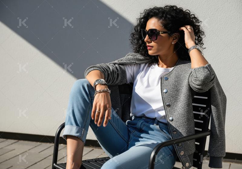 Stylish Woman in Sunglasses Relaxing Outdoors on a Sunny Day