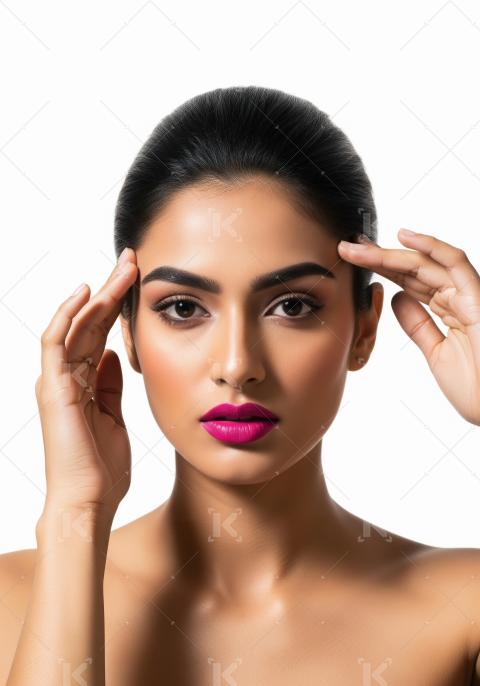 Beautiful Indian Woman with Radiant Skin and Vibrant Makeup