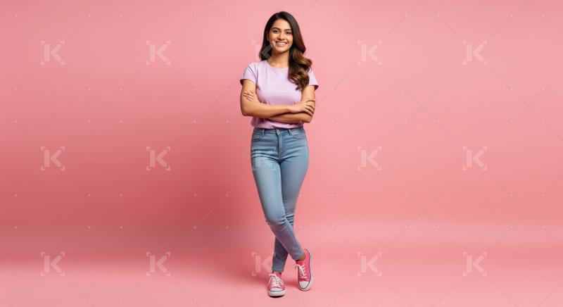 Smiling Young Indian Woman with Crossed Arms