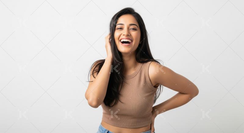 Beautiful Young Indian Woman Laughing Joyfully