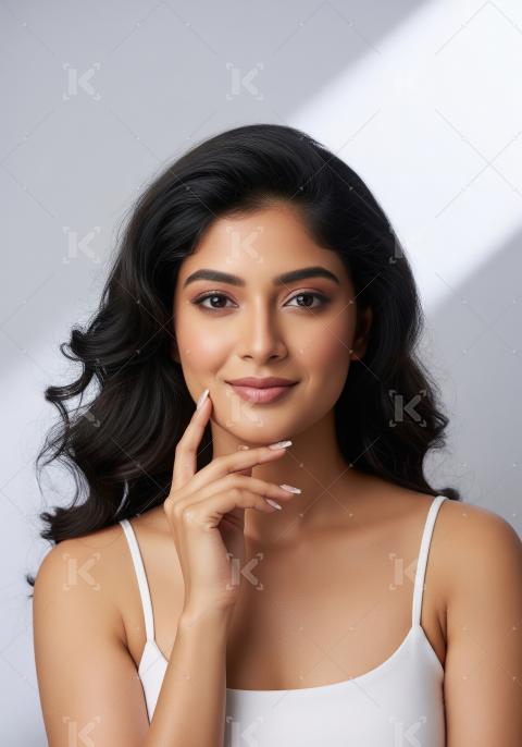 Beautiful Indian Woman with Radiant Skin and Elegant Pose