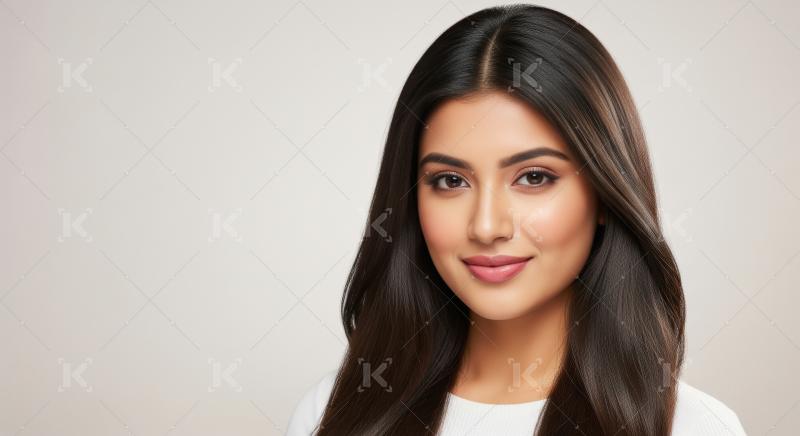 Young woman with beautiful long dark hair smiling