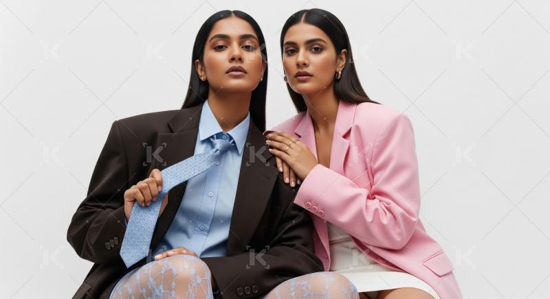 Confident Women Posing in Modern Fashion Blazers