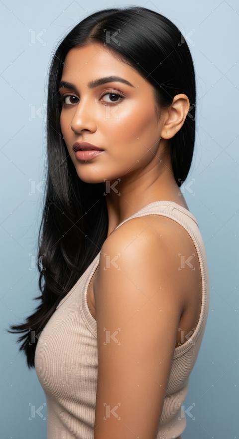 Beautiful Young South Asian Woman with Glowing Skin
