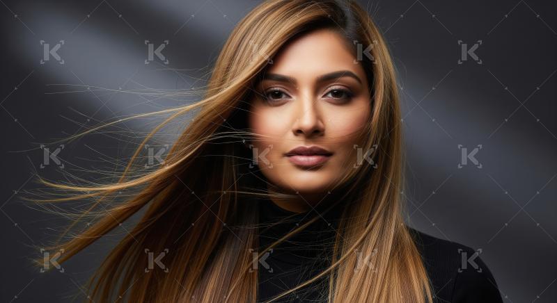 Captivating portrait of a beautiful woman with windswept hair