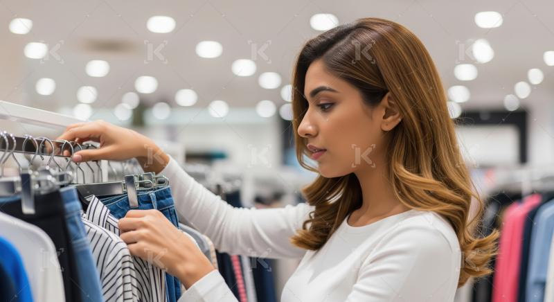 Stylish Woman Browsing Clothes in a Fashion Retail Store
