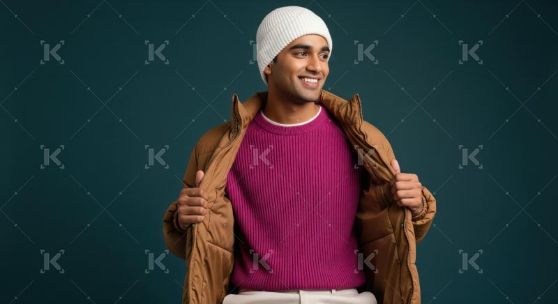 Young Man in Winter Fashion Posing Confidently