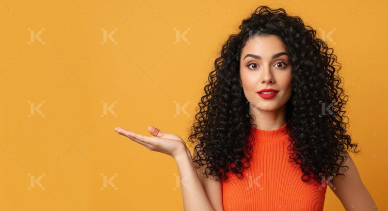 Young beautiful indian woman smiling and gesturing with open han