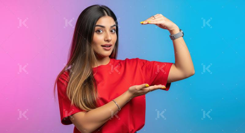 Young beautiful woman pointing finger and smiling