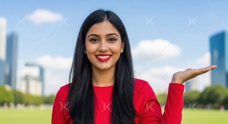 Young beautiful woman pointing finger and smiling