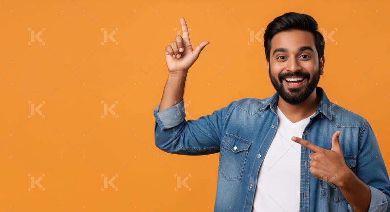 Indian man grinning broadly with raised victory fists