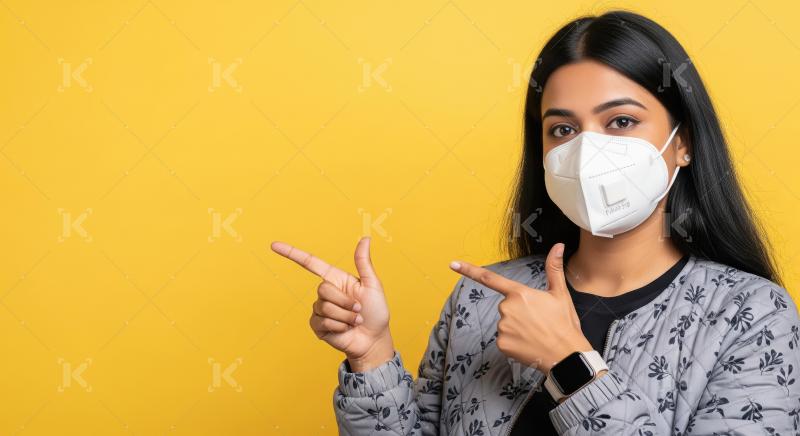 Young beautiful indian woman pointing finger on empty space