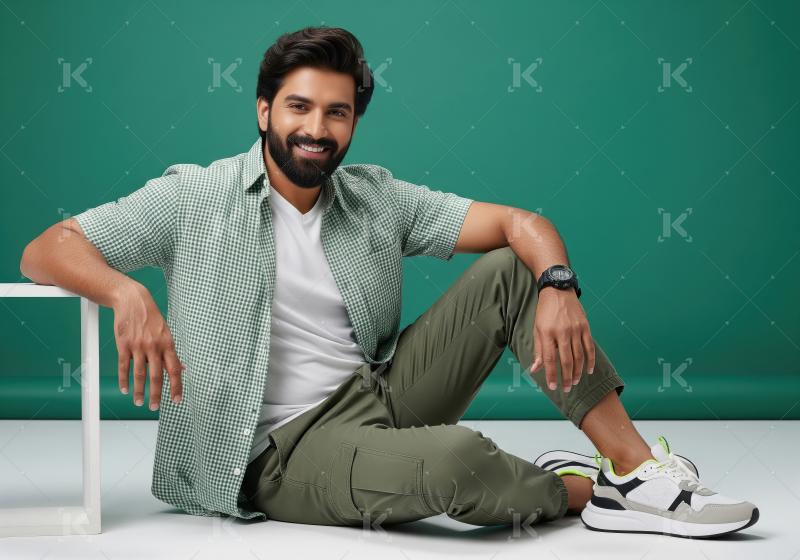 Smiling Young Indian Man Posing in Stylish Casual Outfit