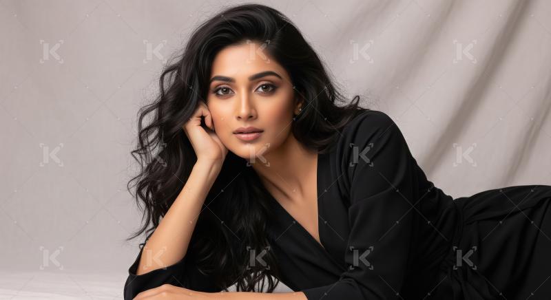 Elegant Portrait of Young Indian Woman Posing Serene