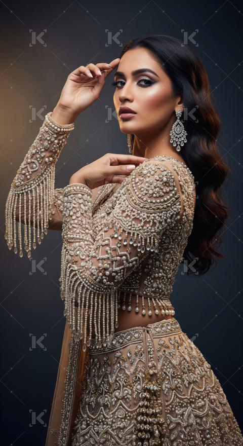 Beautiful Indian Woman in Exquisite Traditional Bridal Attire