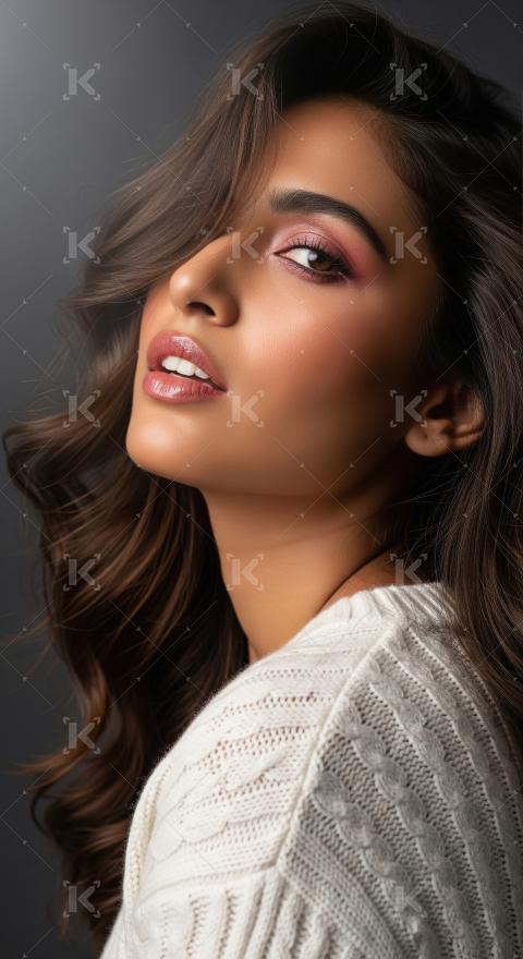 Beautiful woman with striking makeup and elegant hair