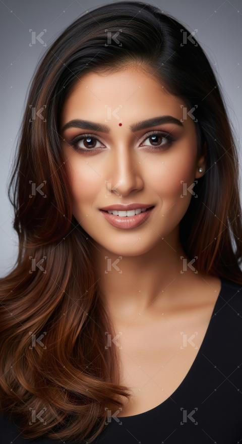 Beautiful Indian Woman with Elegant Hair and Radiant Smile