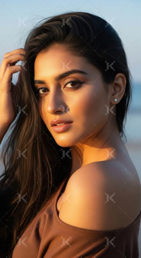 Beautiful Young Woman Glowing in Golden Hour Sunlight
