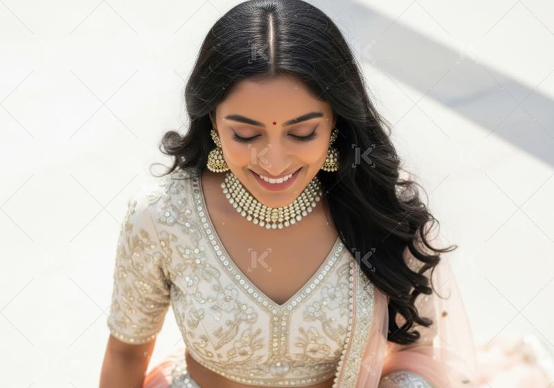 Beautiful Indian Bride Smiling in Traditional Wedding Attire