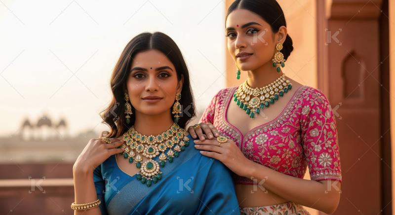 Stunning Indian women in traditional attire showcasing exquisite