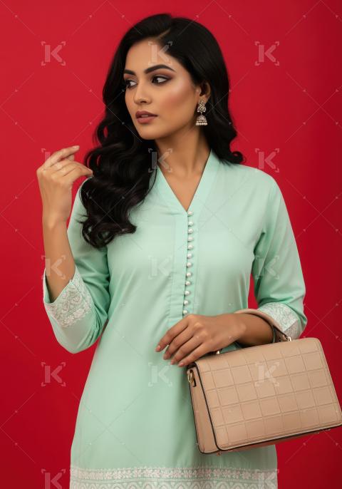 Beautiful Indian Woman in Elegant Mint Green Ethnic Wear