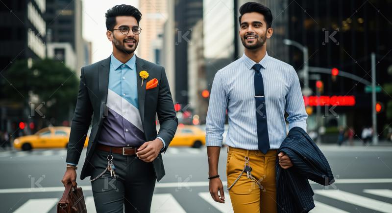 Stylish Young Professionals Walking in the City