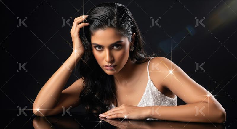 Sleek Hairstyle Glamour: Beautiful Woman's Radiant Portrait