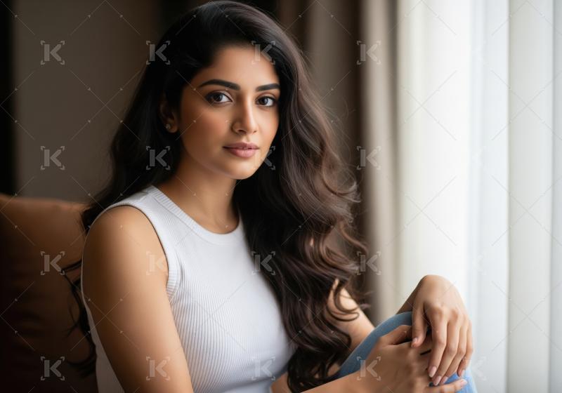 Serene Portrait of Young Indian Woman in Natural Light