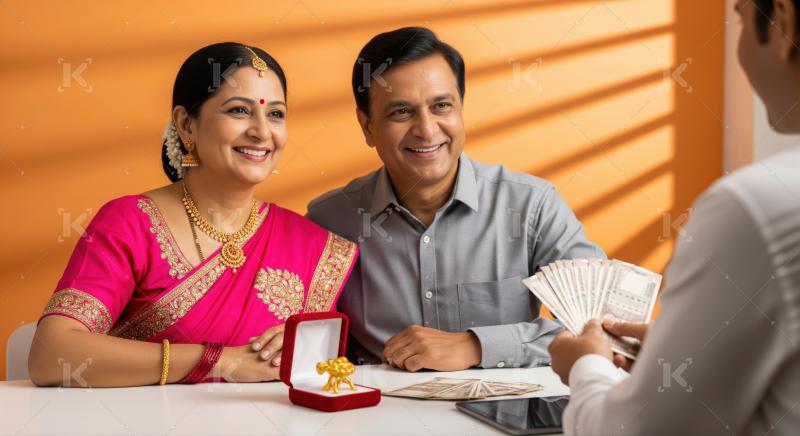 Happy Indian couple discussing financial matters with an advisor.