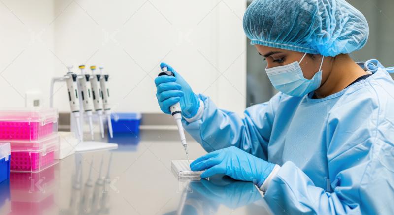 Focused scientist meticulously pipetting liquids for critical biological research.