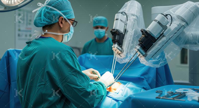 Doctor performs intricate surgery with advanced robotic assistance technology.
