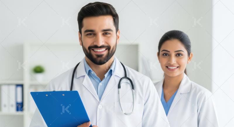 Professional Indian doctors smiling, providing dedicated and trustworthy healthcare services.