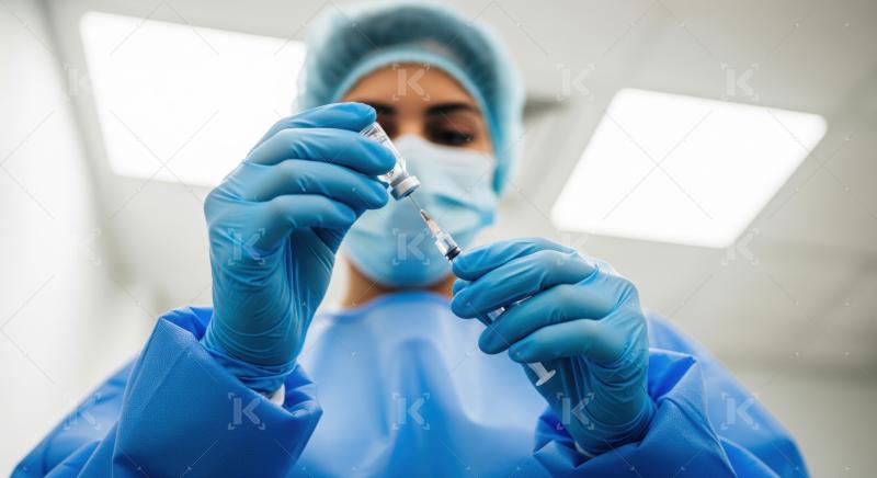 Healthcare worker precisely preparing vaccine dosage for patient injection.