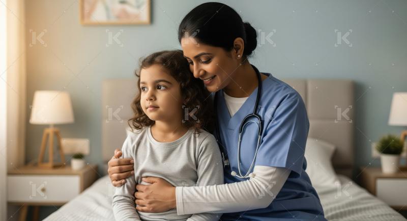 Compassionate Pediatrician Comforts Young Girl During Medical Vi