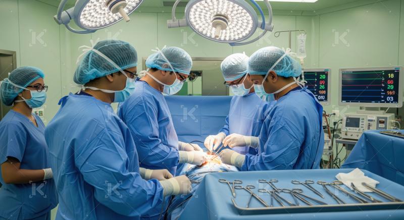 Surgical Team Performs Complex Operation in Modern Operating Roo