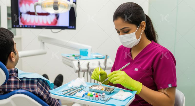 Dentist Preparing Tools for Patient in Modern Clinic