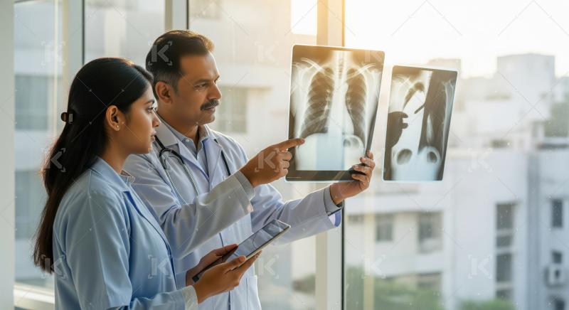 Medical Doctors Reviewing X-Rays, Discussing Patient Care