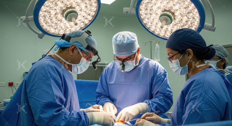 Surgical Team Performing Operation in Bright Operating Room