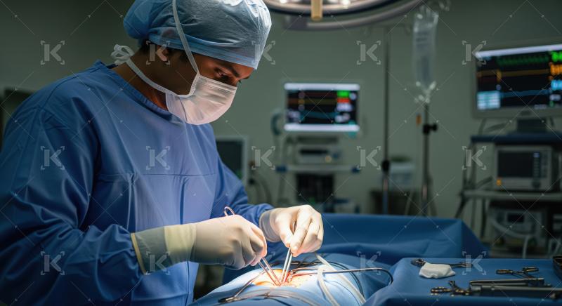 Surgeon Performing Delicate Operation in Modern Operating Room