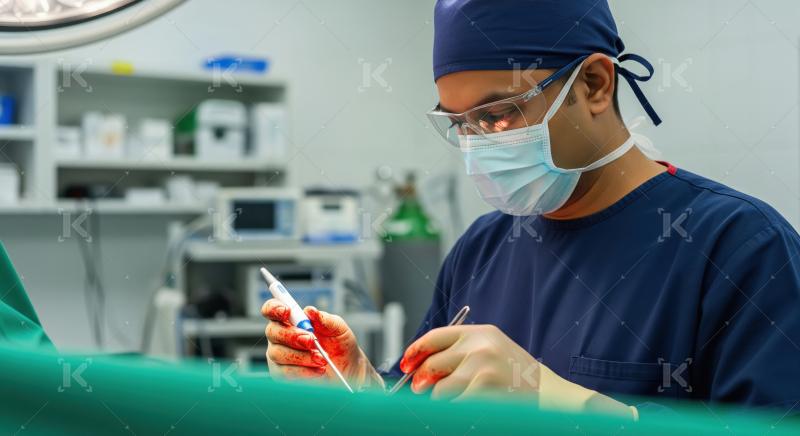 Dedicated Surgeon Performing Intricate Operation in Sterile Oper