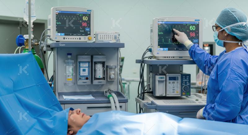 Healthcare professional closely monitors patient's vital signs during a procedure.