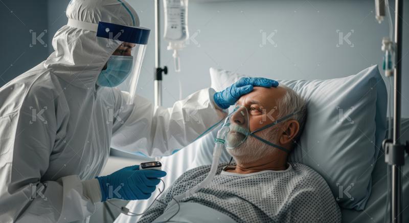 Nurse provides compassionate care to elderly patient in ICU.