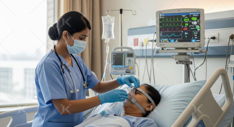 Dedicated nurse provides essential medical care to ill patient.