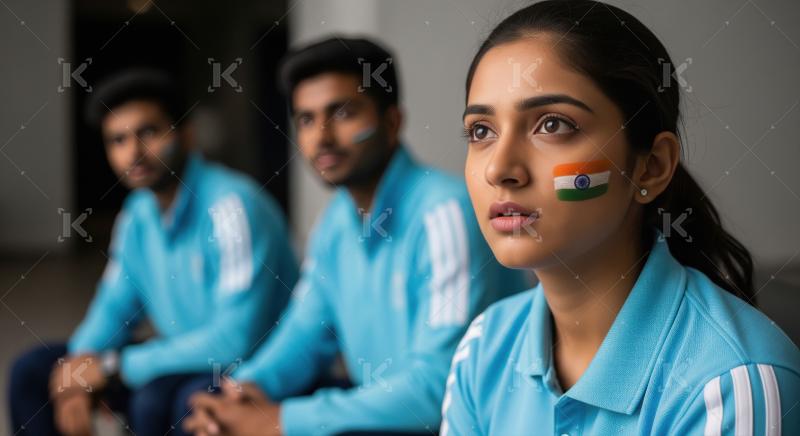 Young Indian Sports Fan Proudly Displays Flag on Cheek