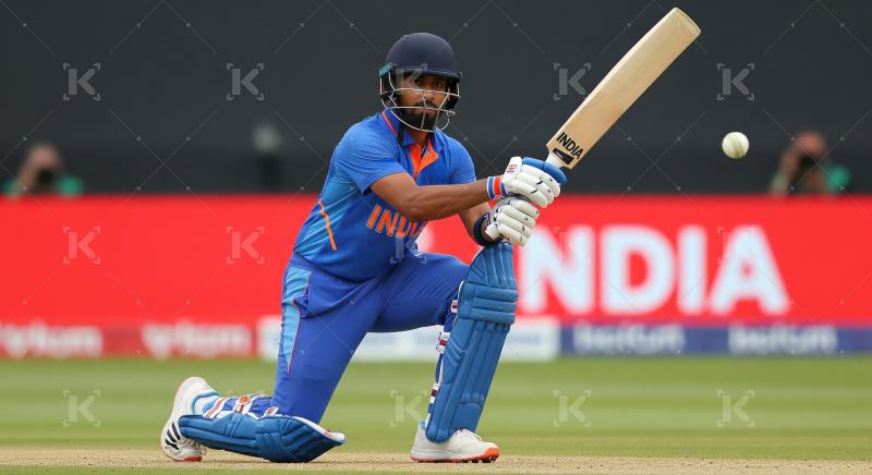 Indian Cricketer Playing Dynamic Shot During Professional Cricke