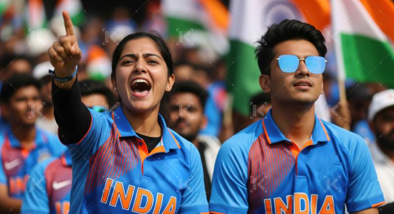 Enthusiastic Indian Cricket Fans Cheer with National Pride