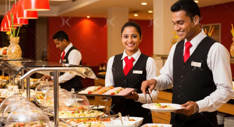 Professional hotel staff ensure a delightful dining experience.