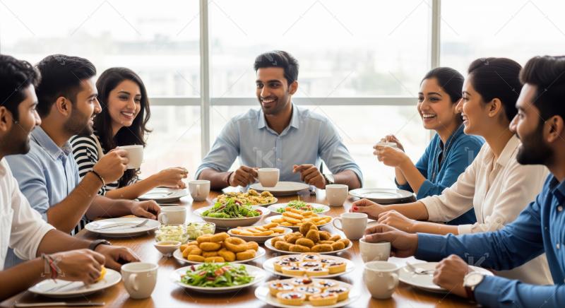 Friends gather to share food, laughter, and enjoyable moments.
