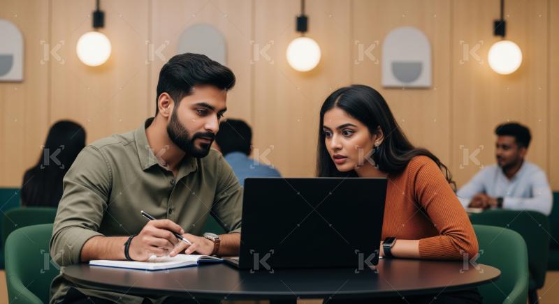 Engaged colleagues review digital content, sharing innovative ideas.