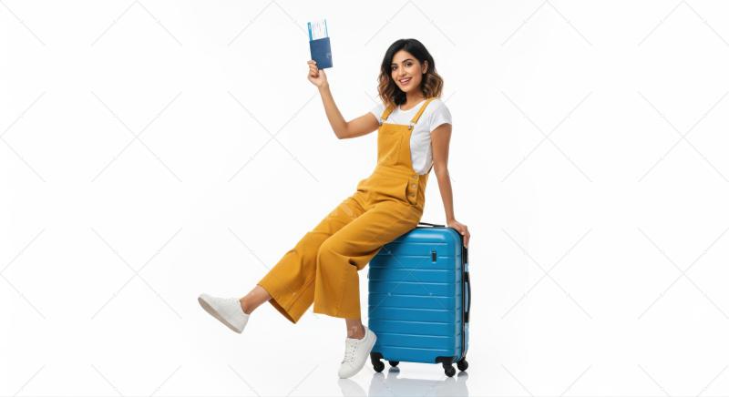 Smiling young woman ready for her exciting international journey.